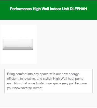 High Wall Indoor Unit