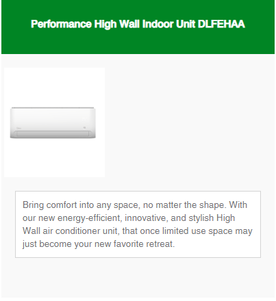 Performance High Wall Indoor Unit
